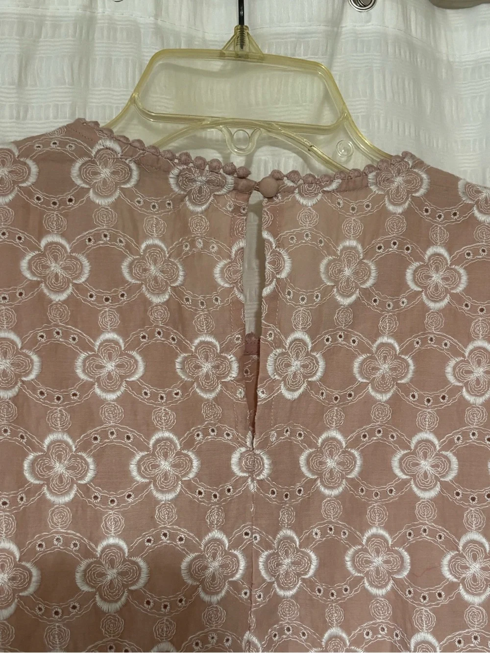 Boden Broderie Pink Puff Sleeve 100% Cotton Floral Eyelet Top Sz 16/18